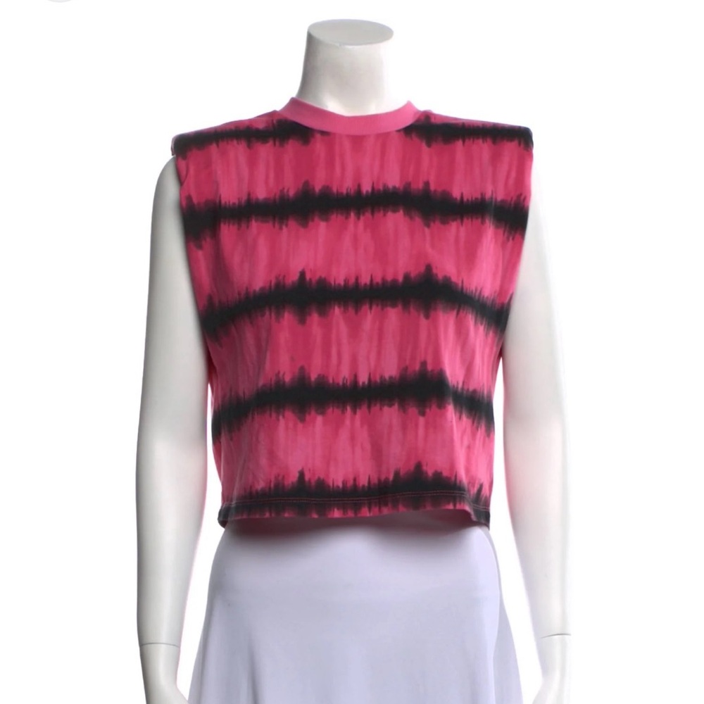 Alice + Olivia Tie- Dye Print Crew Neck Crop Top